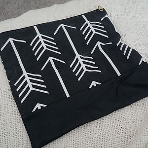 Canvas and faux leather fold clutch